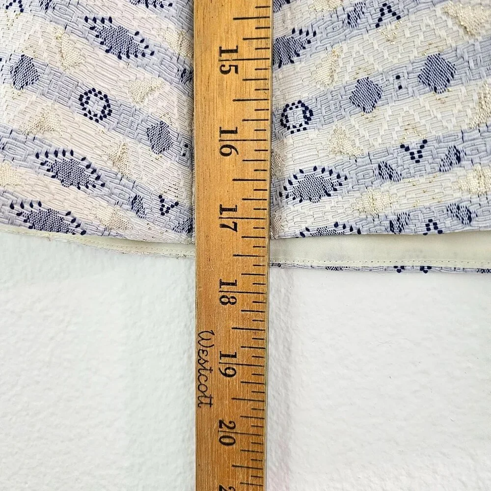J. CREW F Women Sz 10 Gold Blue White Metallic Jacquard Brocade Skirt Lined Zip - Picture 6 of 10